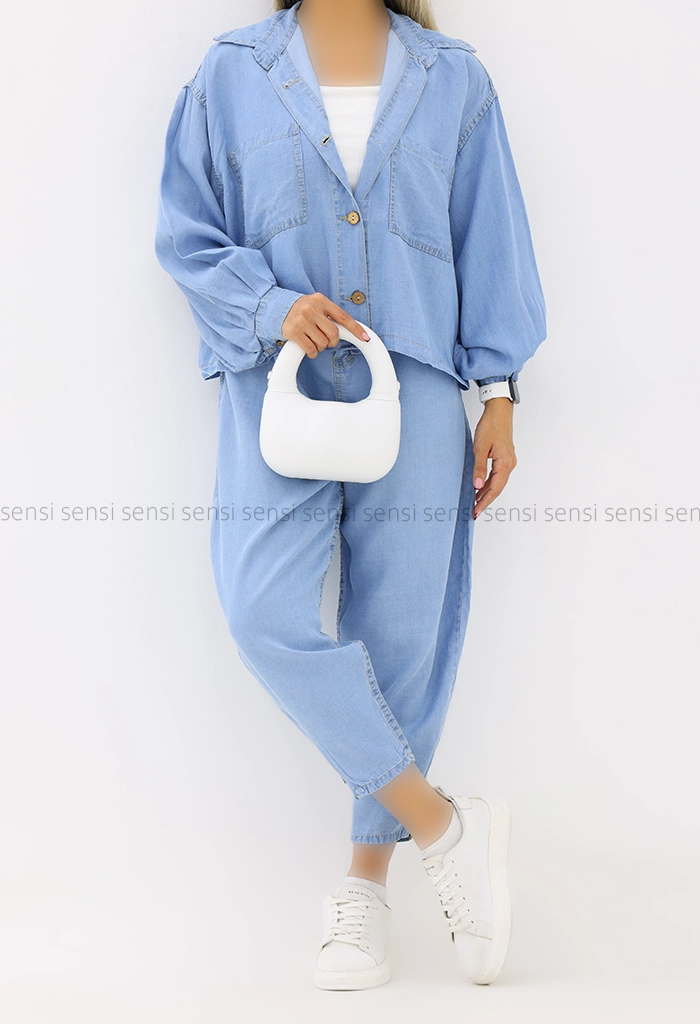 ست شومیز شلوار جین کاغذی کد1005852